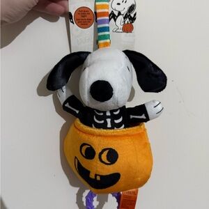 Peanuts Snoopy Skeleton Plush Baby Toy in Pumpkin - Black, White, Orange